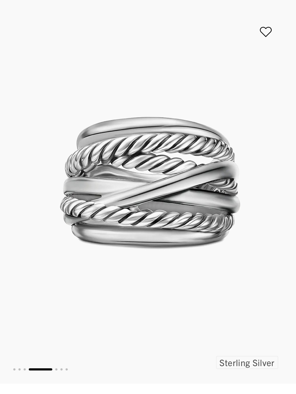 David Yurman Sterling Silver Interwoven Rope Band Ring - Picture 2 of 6